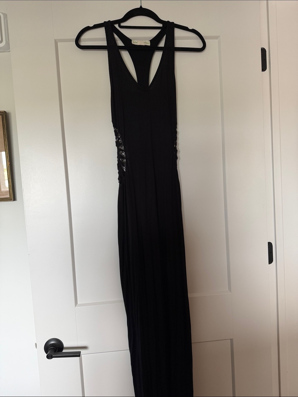 Staring at Stars Black Racerback Maxi Dress with Lace Side Insets